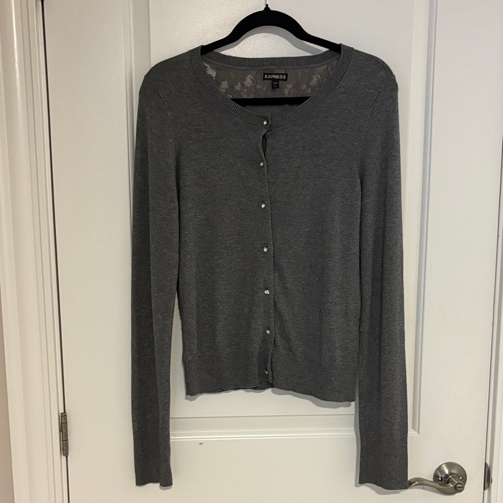 Express Charcoal Knit Cardigan